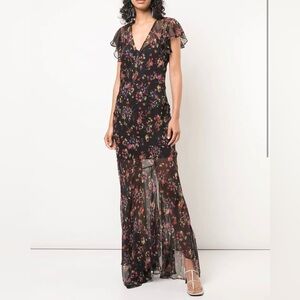 Veronica Beard Floral Print Long Dress 10